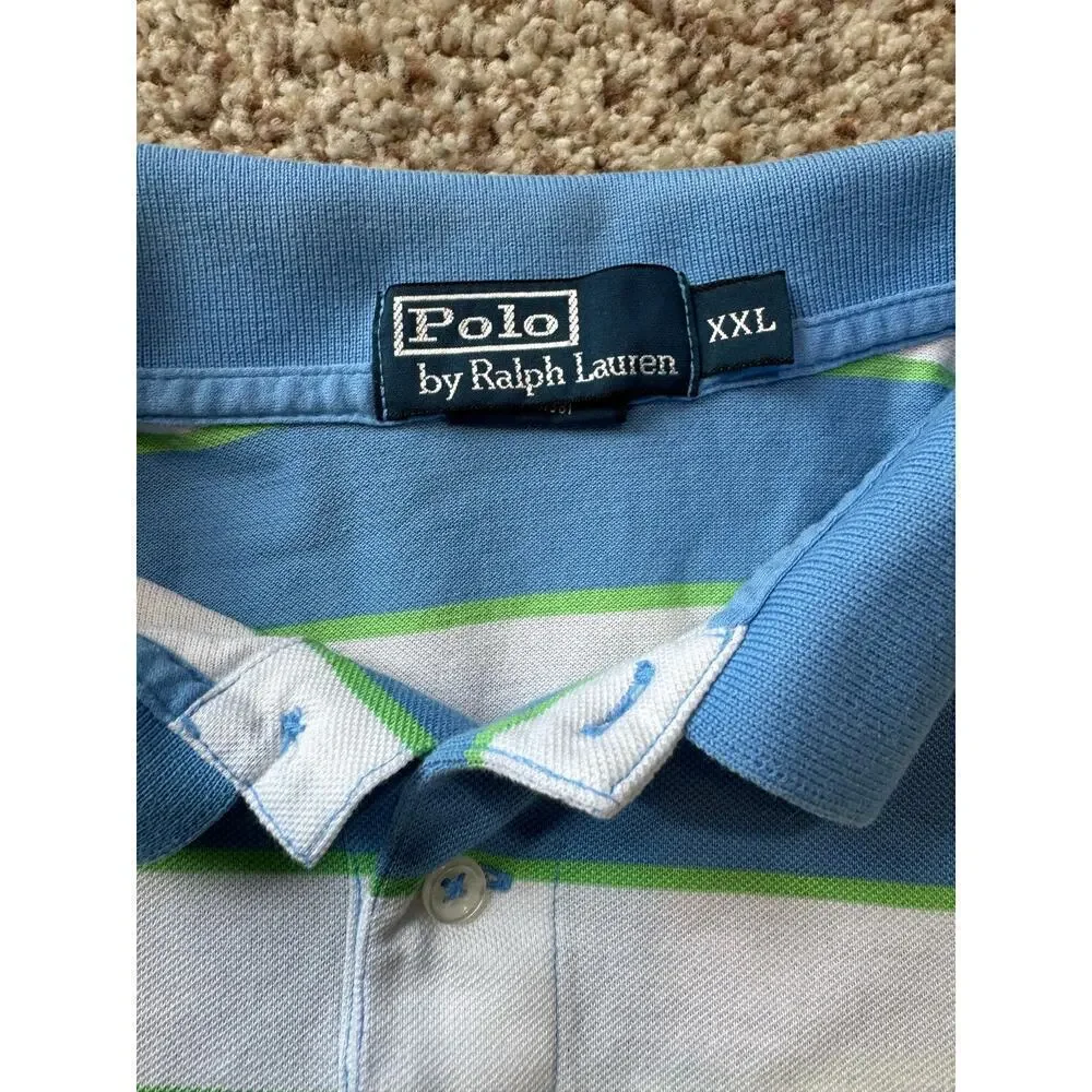 POLO by Ralph Lauren collared shirt, XXL, Blue & green Striped, short sleeve